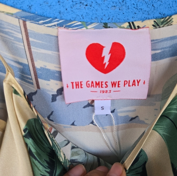 The Games We Play Tropical Print Spaghetti Strap mulletDress 100% Silk Sz Small - Picture 7 of 15